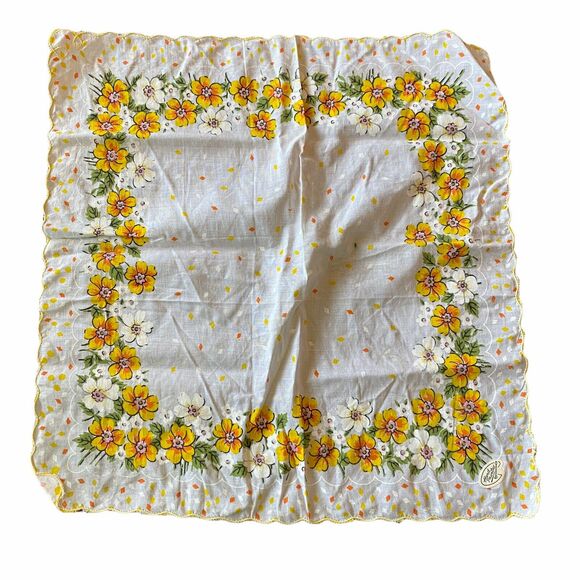 Berkshire Fashions Accessories - Vintage Hand Painted Handkerchief Made In Japan RN 14750 100% Cotton Floral
